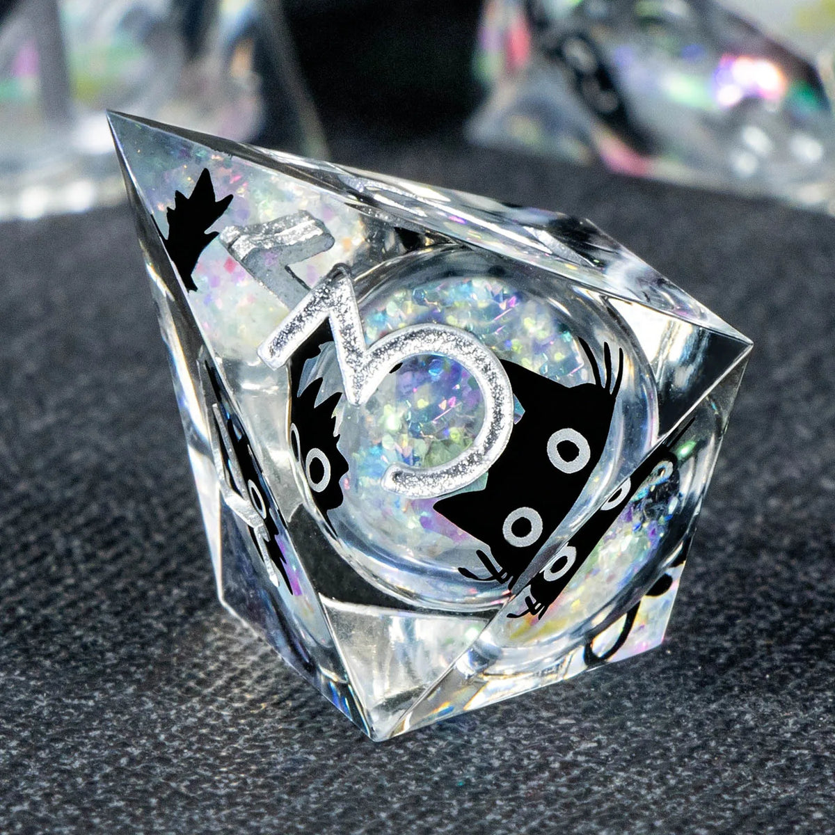 Cat Liquid Core Polyhedral Dice Set with Sharp Edges