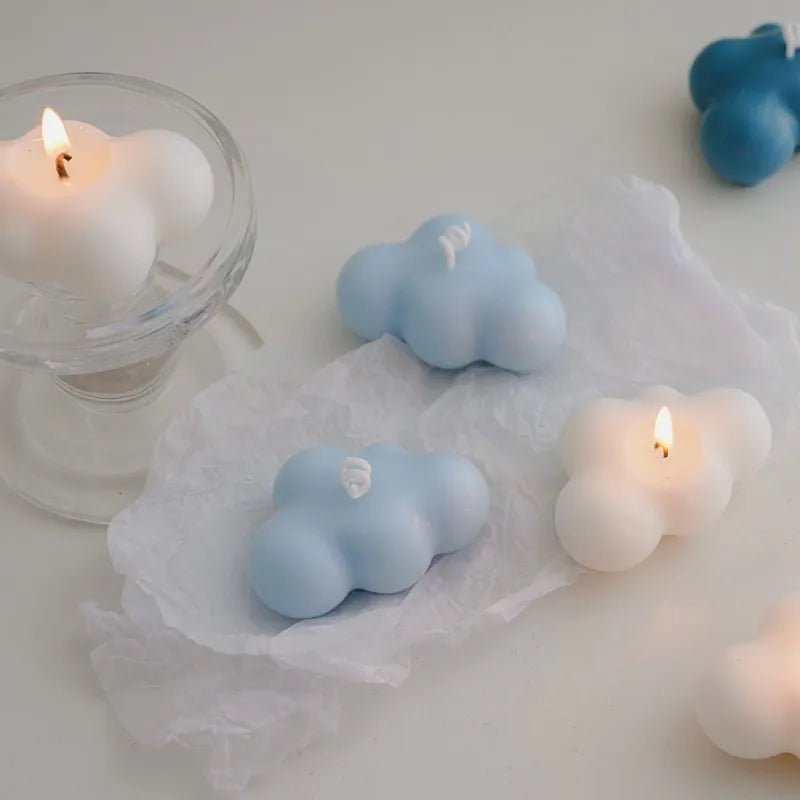 Light blue cloud-shaped silicone molds for making candles, soap, and jewelry
