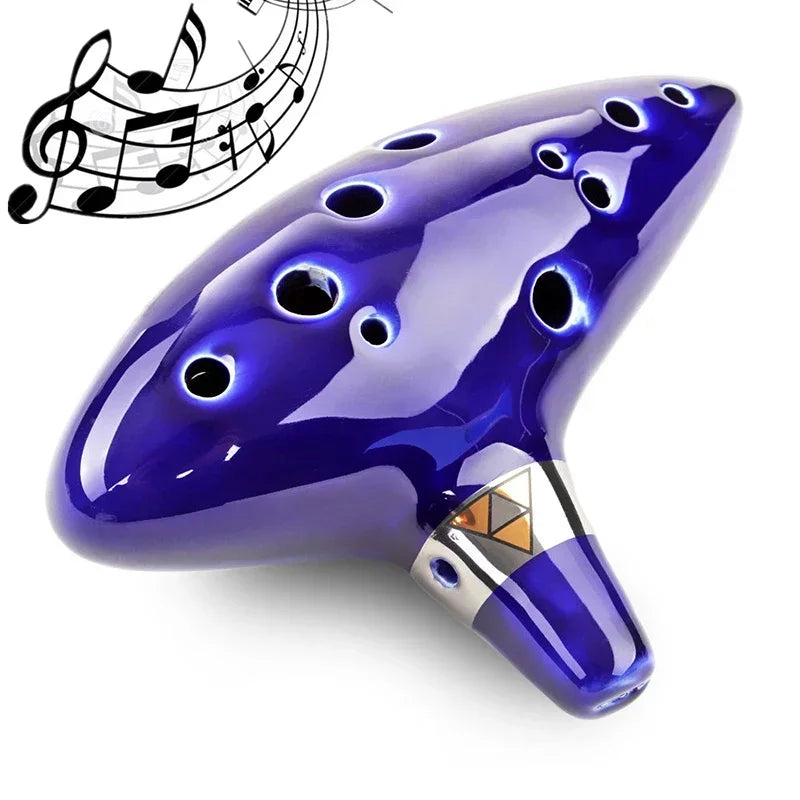 12-Hole Ceramic Ocarina in Alto C with Blue Glaze