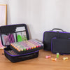 A black storage container for Diamond Art supplies featuring multiple organizer trays and tools.
