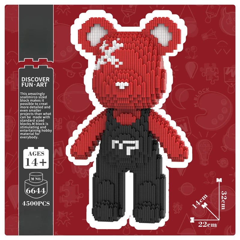 Red and Black Bear Building Block Set – 32 cm Collectible Model