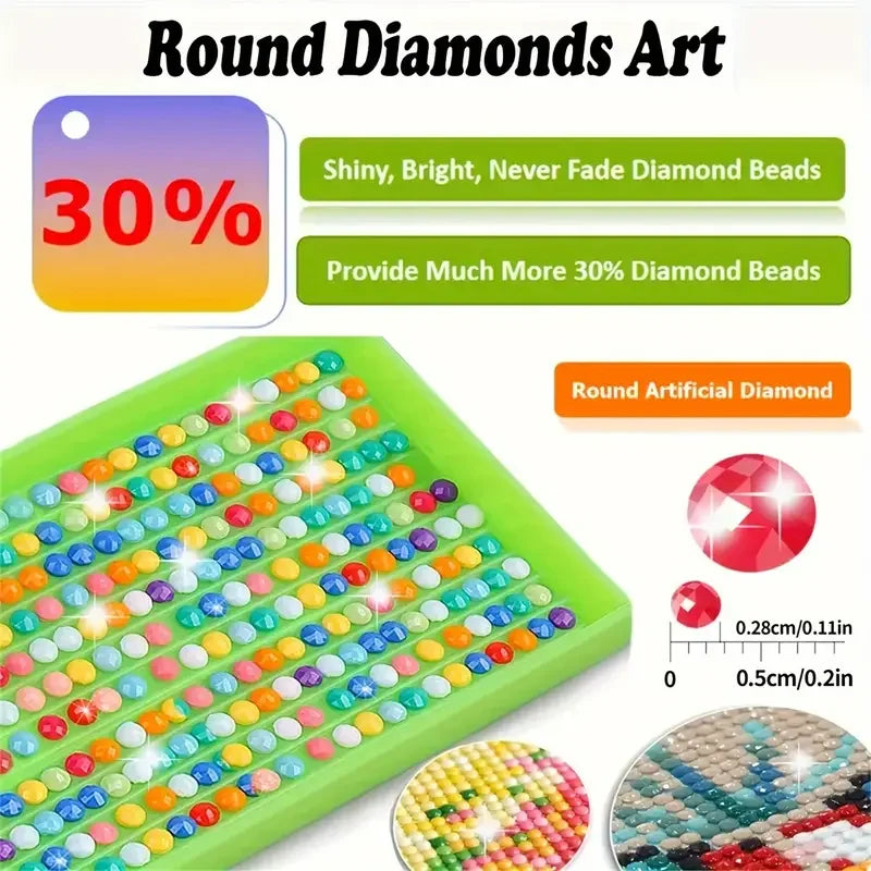 DIY Full Drill Round Diamond Painting Kit – Assorted Designs