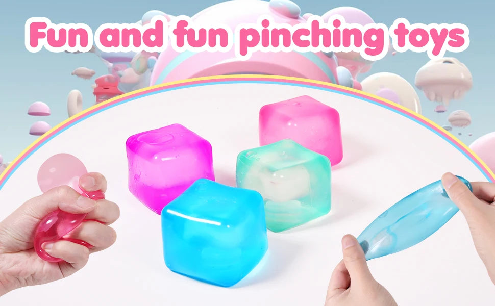 Squishy Ice Cube Fidget Toy Set – Stress Relief Sensory Balls for Kids and Adults