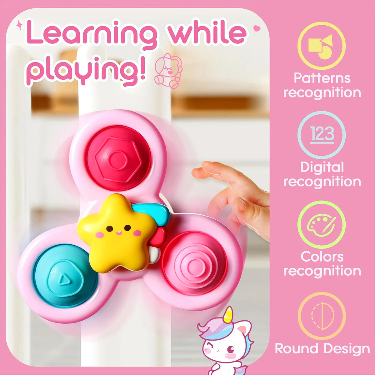 Suction Cup Spinning Top Sensory Toy for Babies & Toddlers