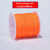 Orange red nylon knotting cord with a plastic spool, 50 meters long.