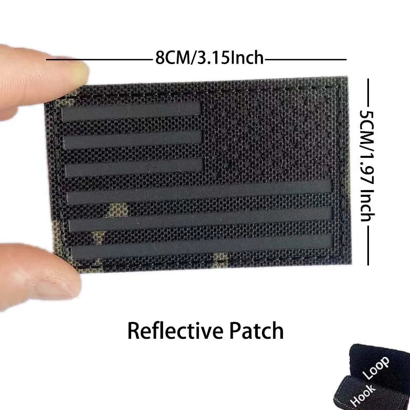 Reflective American Flag Tactical Patch with Glow-in-the-Dark Detail