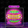 A glowing sphere with colorful LED lights, displaying a purple theme.