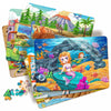 A collection of 60 wooden cartoon jigsaw puzzles featuring various animals and nature scenes.