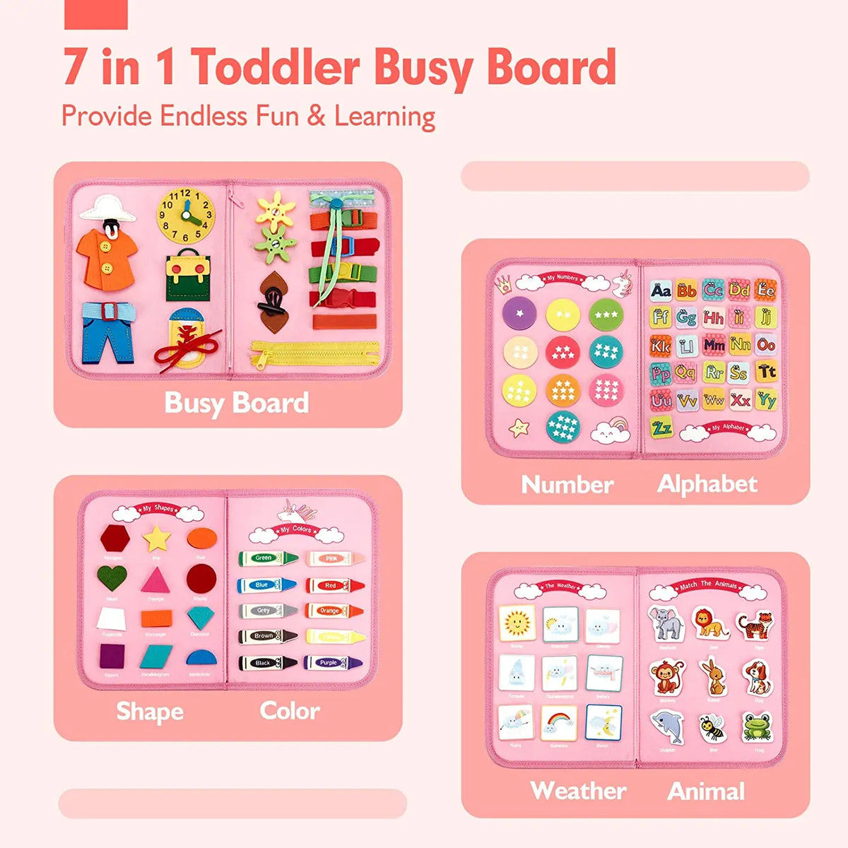 Montessori Busy Board for Toddlers – Sensory Learning & Fine Motor Skills Activity Board