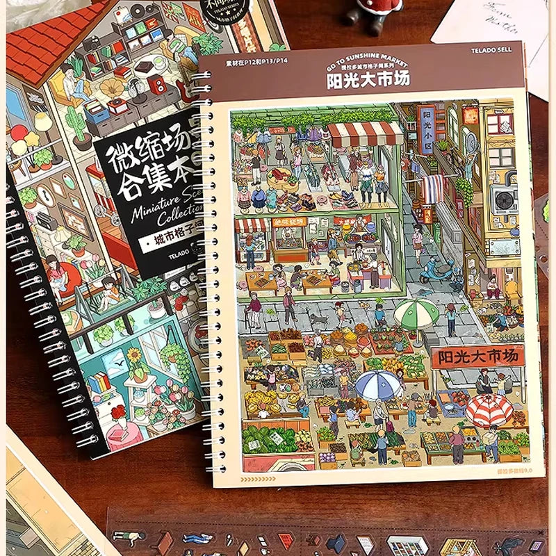 3D Dollhouse Miniature Scene Sticker Book for Journaling and DIY Crafts