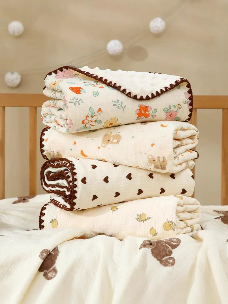 Baby Bear Print Cotton Gauze Swaddle Blanket