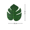 Green artificial tropical palm and monstera leaves with dimensions of 18 cm by 20 cm
