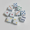 Classic White Acrylic Dice Set – 16mm with Colorful Dots