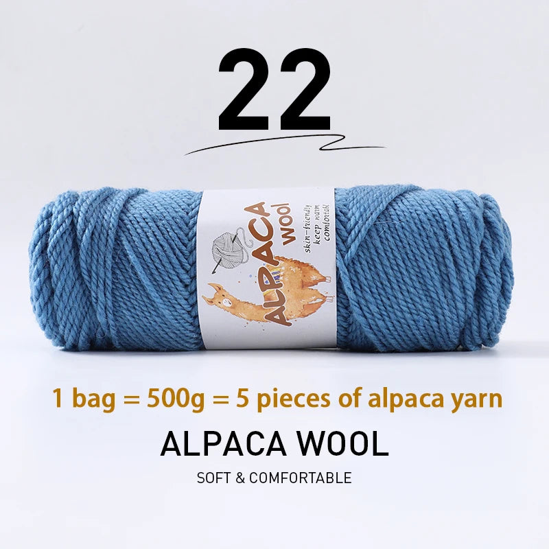 Luxurious Alpaca Wool Blend Yarn — 500g Thick Knitting Yarn
