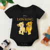 Black baby bodysuit featuring a Disney The Lion King print of Simba and Timon.