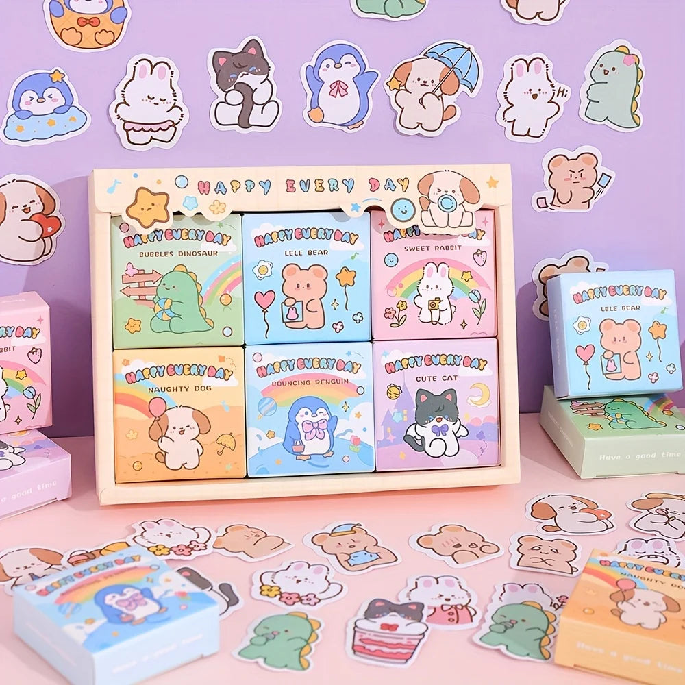 Cute Cartoon Animal Washi Sticker Set – 300 Sheets for Journaling & Crafts