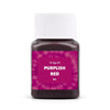 A dark purple textile fabric dye kit labeled Purplish Red in a glass bottle with a white cap.