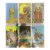 A collection of twelve holographic tarot cards featuring various figures like the Page of Wands, Queen of Pentacles, and The 