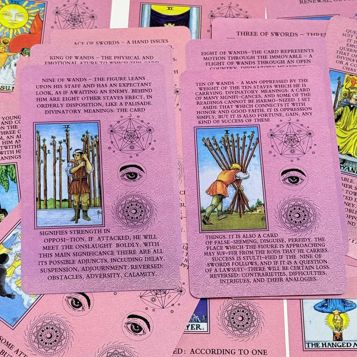 Pink Rider-Waite Tarot Cards – 78-Card English Deck with Keywords