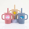 Silicone Baby Sippy Cup with Straw and Handles