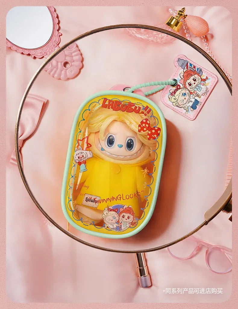 A yellow hair salon series doll bag pendant keychain featuring a character with blonde hair and pink accents.