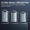 A side view of an ultra-small projector showing three models with dimensions 204mm, 190mm, and 165mm.