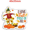 A cute smiling pumpkin character wearing a green hat and red scarf surrounded by various autumn pumpkins.