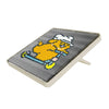 A square LED pixel art bead board featuring a yellow cartoon character design on a gray background.