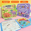 A set of colorful water painting books and drawing kits featuring animals, transportation, and sea life for children.