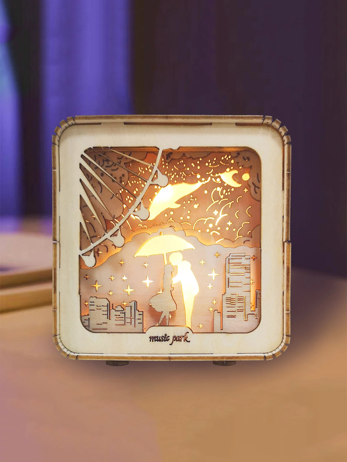 3D Wooden Castle Puzzle Night Light