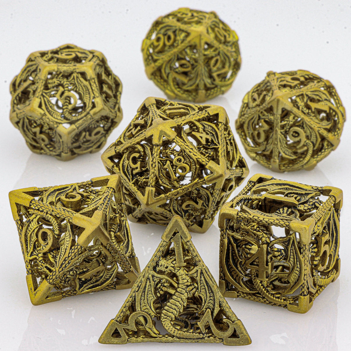 Hollow Metal Polyhedral Dragon Dice Set