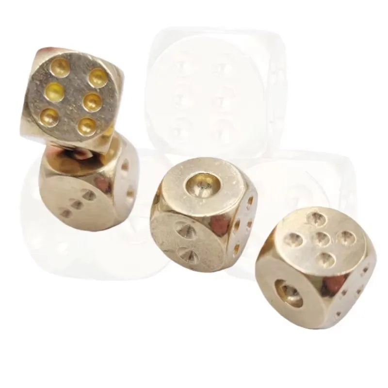 Solid Brass Gold Dice Set – 15mm Hand-Polished Game Dice