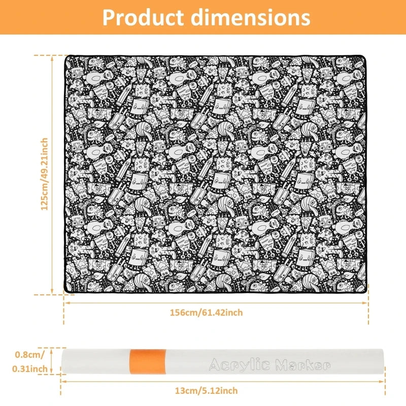 Product dimensions showing a blanket size of 156cm x 49.21 inches and an acrylic marker length of 13cm x 5.12 inches.