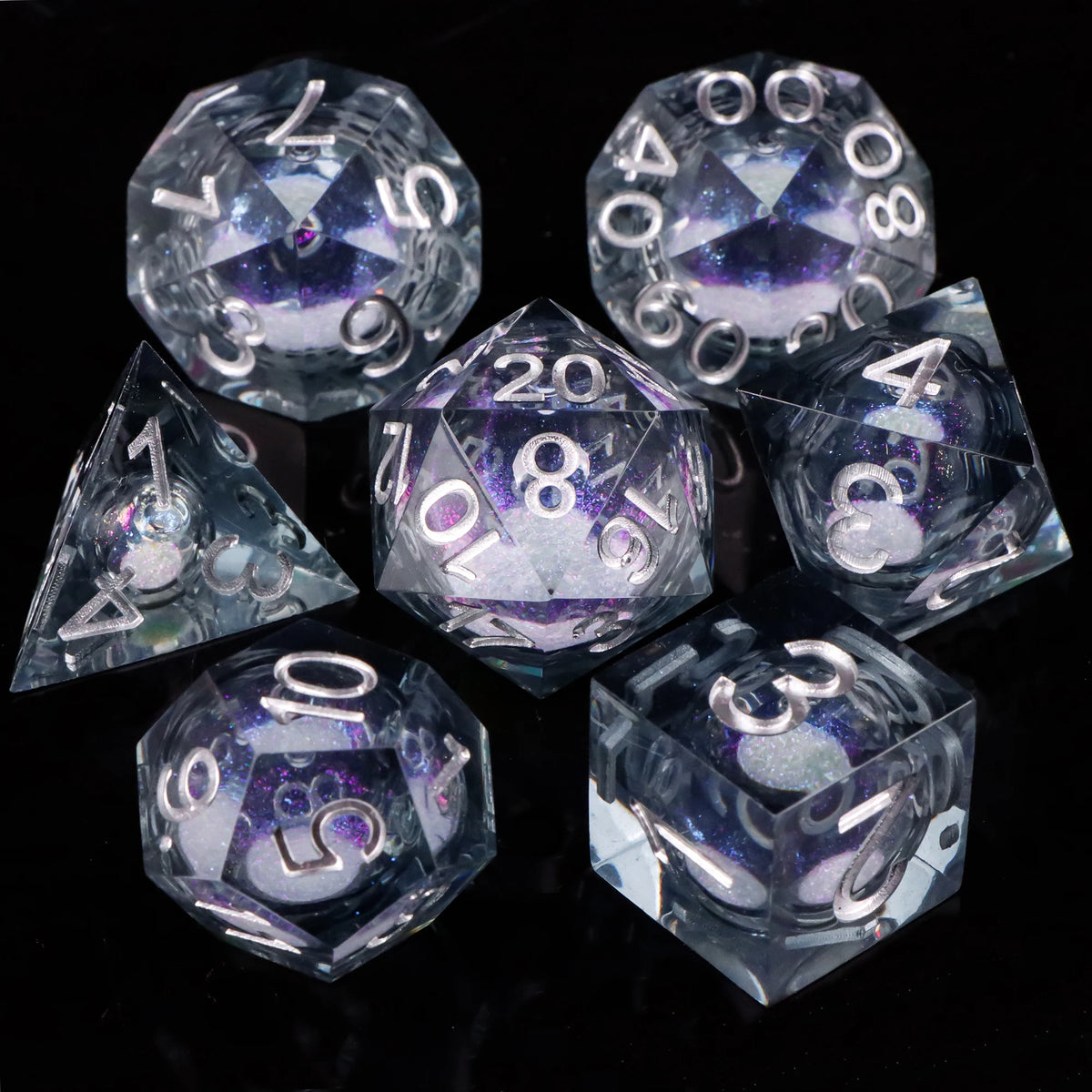 Liquid Core Dice Set for Dungeons & Dragons | Sharp Edge Resin RPG Dice