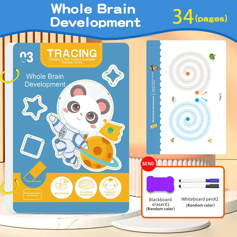 Reusable Magic Tracing Workbook for Kids with Pen and Eraser