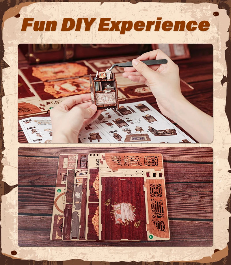 Owl Bookstore Miniature Book Nook DIY Kit with LED Lighting