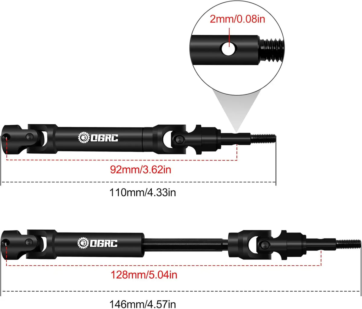 Heavy-Duty Steel Driveshaft Set for 1/10 RC Trucks