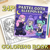 A coloring book featuring spooky cute scenes of girls in goth style for a sleepover theme