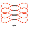 Four bright orange rubber slingshots with black grips are displayed against a white background.