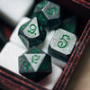 Premium Metal Polyhedral Dice Set with Dragon Font
