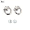 Two silver D-shaped metal bag handles with screws for DIY purse straps and craft hardware