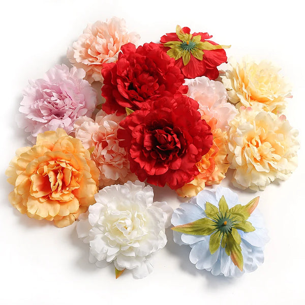 Silk Peony Artificial Flower Heads for Crafts and Home Decor