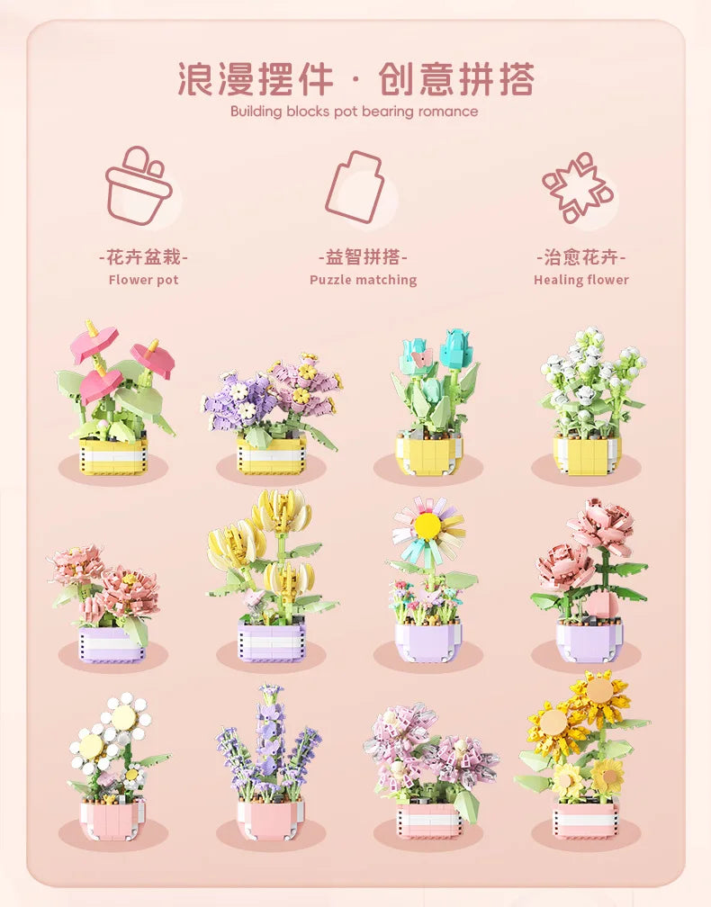 Everlasting Flower Bonsai Building Blocks Set