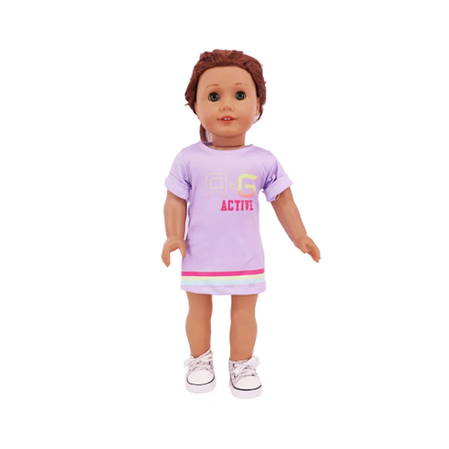 Two-Piece Doll Outfit with Top and Pants for 18-Inch and 43cm Dolls