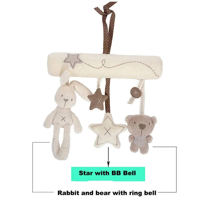 Hanging Plush Rabbit Rattle Toy for Strollers and Cribs