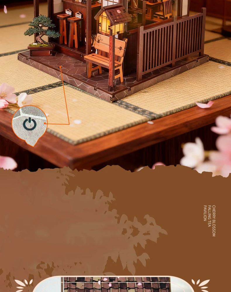 DIY Wooden Miniature Japanese Tavern Model Kit with LED Lighting