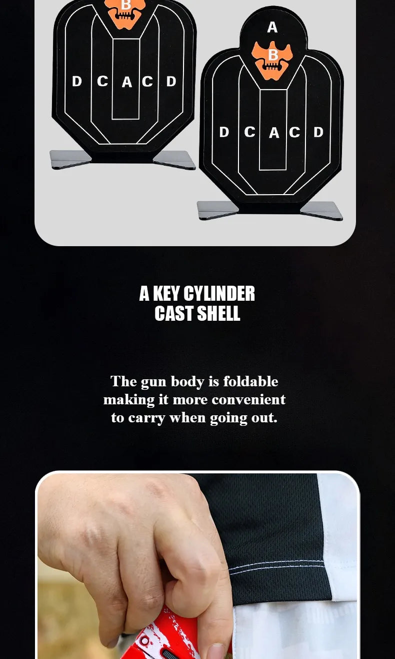 Compact Alloy Folding Blaster Pistol with Soft Bullets