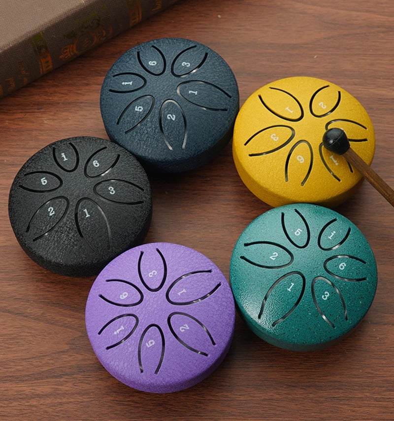 Mini Steel Tongue Drum with Mallet – 6 Notes, Portable Hand Pan for Meditation & Yoga