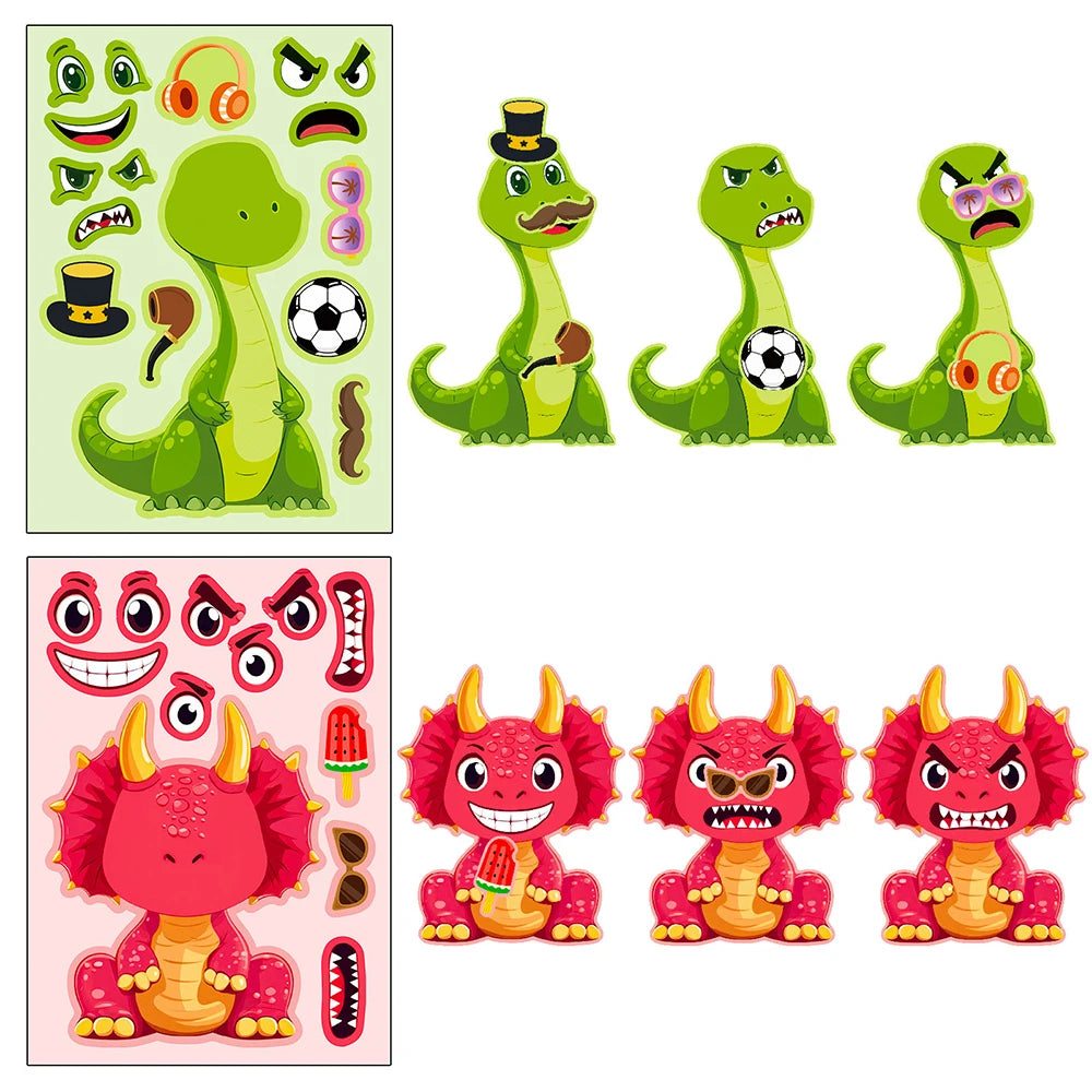 Dinosaur Make-a-Face Sticker Puzzle Set for Kids