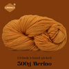 A ball of orange Merino wool yarn labeled LIRISNLY, ready for knitting or spinning.